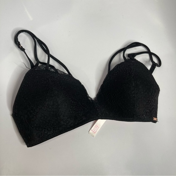 PINK Victoria’s Secret black date wireless lightly Lined lace bra size 34B - Picture 1 of 6